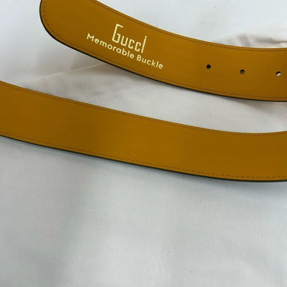 Men's Gucci, two tone, leather belt, memorable buckle size 100 cm/40 inches